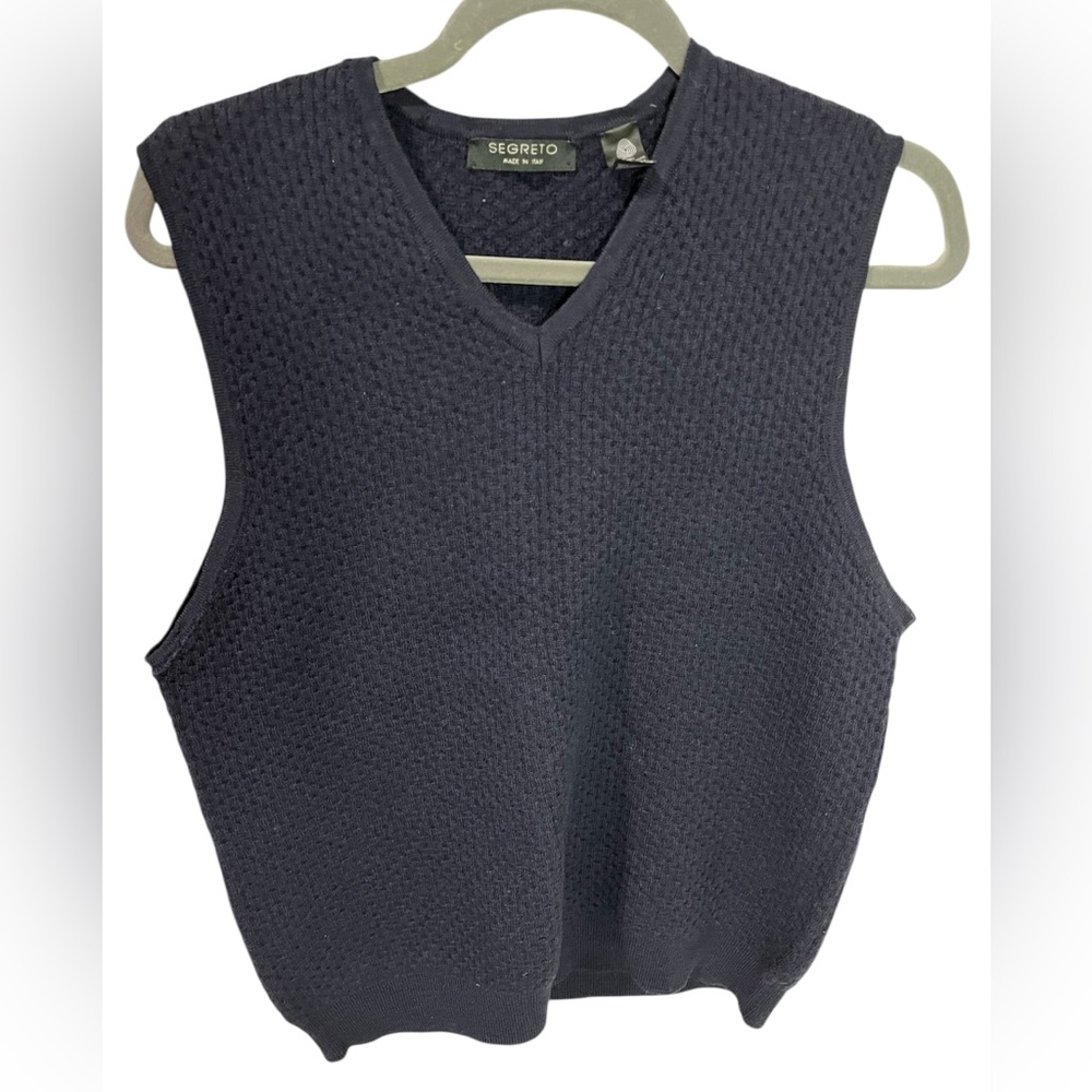 Segreto Made in Italy  Navy 100% wool Sweater Best Academia Preppy Large